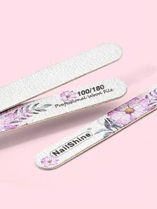 10入組直板木製指甲檔100/180目雙面磨砂打磨砂紙,適用於天然、壓克力、人工指甲 - 粉色 - 查看 10