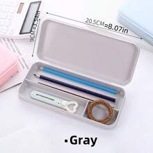 1pc Pencil Cases Pens Storage School OfficeSimple Matte Transparent Plastic Box FrostedWhite Stationery Supplies - Blue - View 9