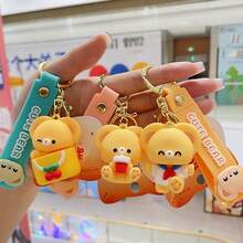 1pc Unisex Yellow Cartoon Bear Keychain Made Of Silicone Material, Adding Dynamism And Suitable For Daily Use - Vibrant Bear--school Uniform - View 3
