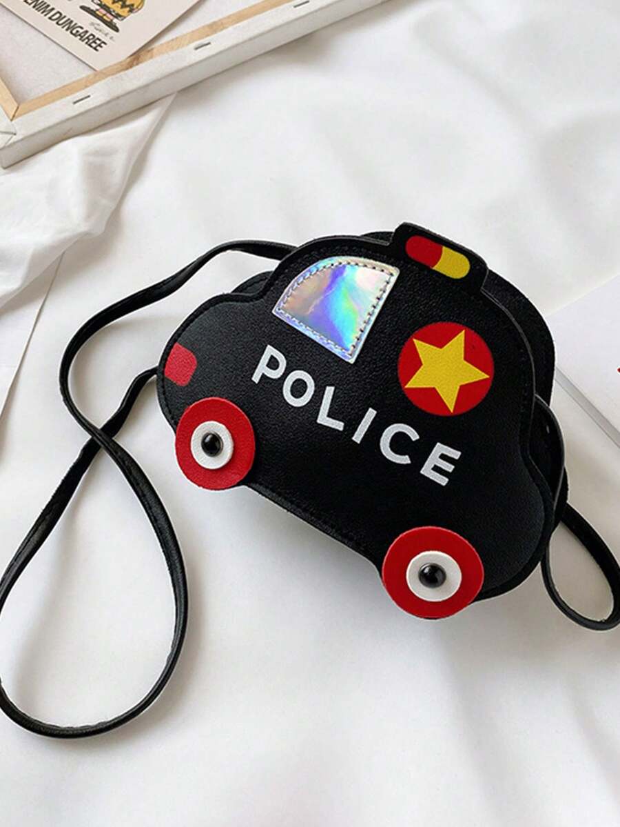 1個新款兒童跨身背包,汽車形狀卡通肩背包包,適合男女孩子使用 - 黑色 - 查看 1