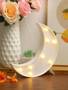 1pc Moon Shaped LED Decorative Night Light, Tabletop Decor For Festivals, Parties, Bedroom, Ramadan, Eid Decoration - Yellow - View 1