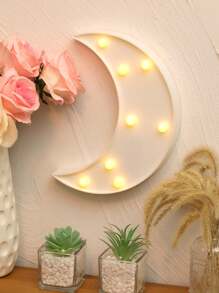 1pc Moon Shaped LED Decorative Night Light, Tabletop Decor For Festivals, Parties, Bedroom, Ramadan, Eid Decoration - Yellow - View 3