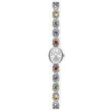 1入女士30atm防水浪漫多彩寶石好運橢圓形石英手錶,金色或銀色手鏈,情人節最佳禮物送給最好的朋友 - 銀色 - 查看 9