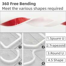 2 Pcs 39 Inch Collapsible Shower Threshold Water Dam Barrier,Self Adhesive Silicone Shower Water Bathtub Splash Guard Bathroom Kitchen Water Stopper Blocker For Dry And Wet Separation Seal Strip Edge Trim - White - View 7