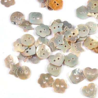 50 Piezas Botones De Concha De Nácar En Formas Mixtas De 2 Agujeros (redondos, Pentágonos, Flores, Rombos, Cuadrados) Para Costura, Scrapbooking, Manualidades Y Decoración Diy