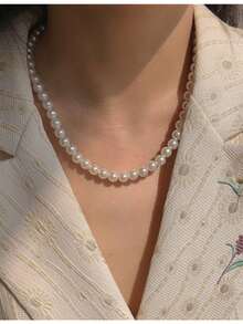 1pc Faux Pearl Choker Necklace, 6cm/8cm/10cm, Fashionable And Versatile, Creative Gift And Decorative Accessory - Pearl Necklace - View 9