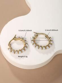 XUPING JEWELRY 2入組復古不鏽鋼環形耳環,設計專為女性,適用於狂歡節和情人節裝飾 - 金黃色 - 查看 6