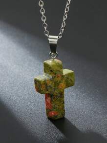 Natural Stone Cross Gemstone Pendant Charm Quartz Crystal Necklace - cross - View 17