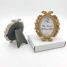 1pc Classic Resin Baroque Style Mini Oval Photo Frame For Wedding Guest Name Place Card Holder - Gold - View 7