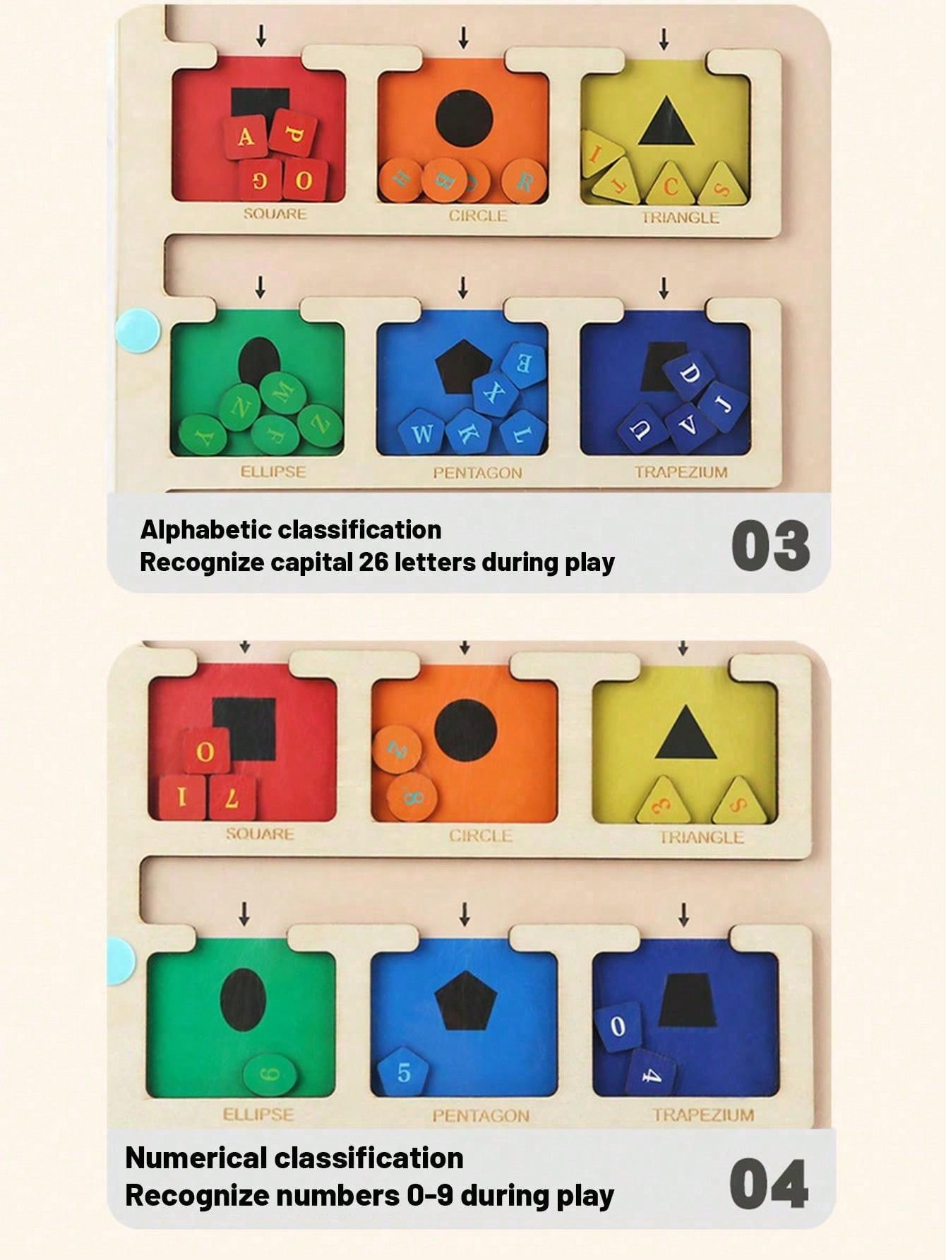 Shape Sorting Cognitive Board, ColorNumberLetter Cognitive