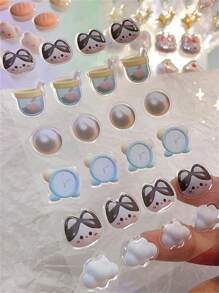 3pcs/Pack Cartoon 7.1x7.1x0.8 Inch Cute Waterproof Decorative Stickers For Water Bottles, Laptop, DIY Decoration, Scrapbook, Skateboard, Phone Case, Water Glasses, Books - Multicolor - View 4