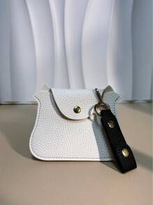 一款塑料頭牛設計多功能卡通薄款錢包，防盜防磁卡片套鑰匙扣，適合大學生日常通勤假期旅遊男女兒童紀念日情人節禮物 - 白色 - 查看 5