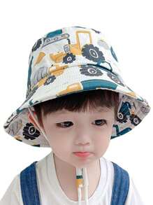2pcs Kids' Bucket Hat With Animal Park & Construction Vehicle Patterns, Unisex, Great For Daily Outdoor Activities, Beach, Sun Protection - Multicolor - View 9