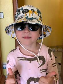 2pcs Kids' Bucket Hat With Animal Park & Construction Vehicle Patterns, Unisex, Great For Daily Outdoor Activities, Beach, Sun Protection - Multicolor - View 8