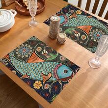 1入組pvc家用餐桌裝飾方形餐墊,防滑,耐磨,高溫耐性 - 彩色 - 查看 3