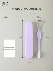 1入組舌刮潔淨器,成人不銹鋼舌刷金屬舌刮潔淨器，防滑握把，附旅行收納盒，適用於男女口腔口腔，口氣清新去除口臭、口腔護理必需品，紫色設計 - 紫色 - 查看 6