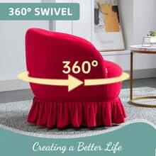 HOMEFUN Swivel Barrel Chair, Comfy Round Accent Sofa Chair For Living Room, 360 Degree Swivel Barrel Club Chair, Leisure Arm Chair For Nursery, Hotel, Bedroom, Office, Lounge - 紅色 - 查看 3