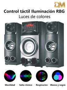 Barra De Sonido Teatro En Casa 2.1 con Subwoofer,DM-L2,Bocinas de bluetooth Grandes,2 En 1 con Conexión Bluetooth Conexiones USB, Óptico Y Auxiliar, Incluye Contro,Remoto,Sound Bar,Sonido 3D,inteligente bocina bluetooth Altavoces estéreo con estilo, 38Hz, AC110V, USB, SD, Radio FM, Mp3,DVD,VCD,X-BASS,altavoces con cable, sistema de sonido, música en miniatura, festivales de música, fiesta bocina,para ver películas, karaoke,escuchar canciones, ver partidos de fútbol - Negro - Ver 2