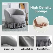 HOMEFUN Swivel Barrel Chair, Comfy Round Accent Sofa Chair For Living Room, 360 Degree Swivel Barrel Club Chair, Leisure Arm Chair For Nursery, Hotel, Bedroom, Office, Lounge - 灰色 - 查看 2