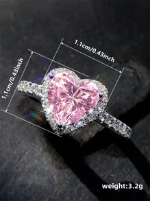 1Pc Girls Cubic Zirconia Heart Rings For Children For Birthday Gifts