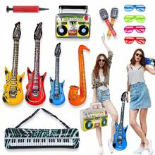 13 Piezas/set Instrumentos Musicales Inflables Accesorios Del Disfraz De Rockero Para Estrella De Rock, Accesorios De Rock And Roll De Los Años 80 Y 90 Para Fotos Y Decoración De Fiesta De Cumpleaños Con Globos - Multicolor - Ver 1