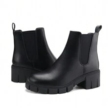 Botas y Botines de Mujer Slip on Elegante Vacación Miedoso De moda - PU negro - Ver 2