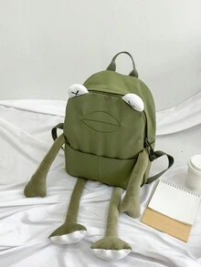 Fashionable Cartoon Nylon Frog Chest Bag/Double Shoulder Asymmetric Water Resistant Sling Bag/Backpack Suitable For Work, Shopping, Travel And Mobile Phone Storage - Green - View 3