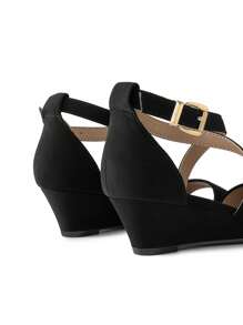 Women Wedge Sandals Adjustable Ankle Strap Open Toe Platform  Low Wedge Work Valentine's Day Wedding Party  Dating Prom Pump Wedge Sandals - Black - View 11