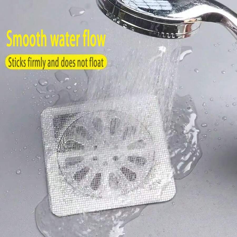 10入組一次性自黏網狀米形圖樣貼紙,可堵住浴室水槽和廚房臺面的排水塞,防止蟲蟻入侵,雙面粘貼過濾器 - 灰色 - 查看 1