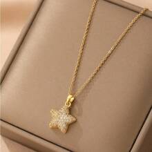 1 Miếng Mạ vàng Thép không gỉ Chuỗi Khối Zirconia  Năm cánh Ngôi sao & Sao biển Vòng cổ mặt dây chuyền Đối với phụ nữ , Retro & Đúng mốt & Linh hoạt & Quyến rũ , Thích hợp Đối với Đường phố Mặc , Mặc hàng ngày , Làm việc , Các bữa tiệc Và Lễ hội - Vàng - Xem 1