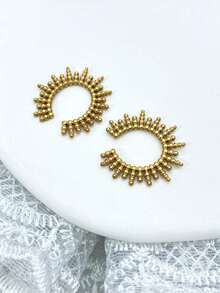 1只 精美時尚不鏽鋼耳夾,可與乳頭戒指一同使用,輕微可調整,男女日常穿戴均宜 - 串珠不銹鋼耳夾乳夾 - 查看 2