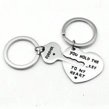 1 对心形锁和钥匙链，可爱的迷你包包、钱包配件，情人节礼物 - 桃心鎖 鑰匙環[一對裝] - 查看 1