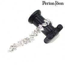 Perlon Joon 1入DIY縫製時裝布領口裝飾玻璃水晶花鑲嵌鏈子裝飾 YL036 - 銀色 - 查看 6