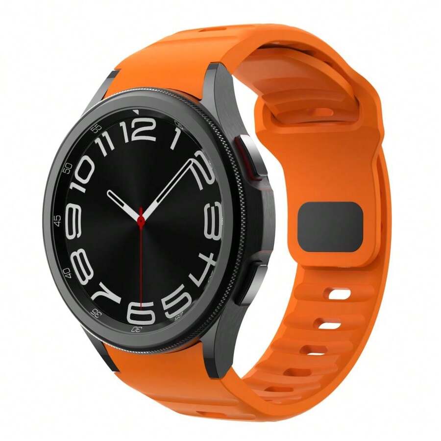適用於三星Galaxy Watch 6 4 Classic 5 Pro 44mm 40mm 47mm 43mm 42mm 46mm 45mm的橙色矽膠錶帶,Galaxy Watch6 Watch4手帶 - 橘子 - 查看 1