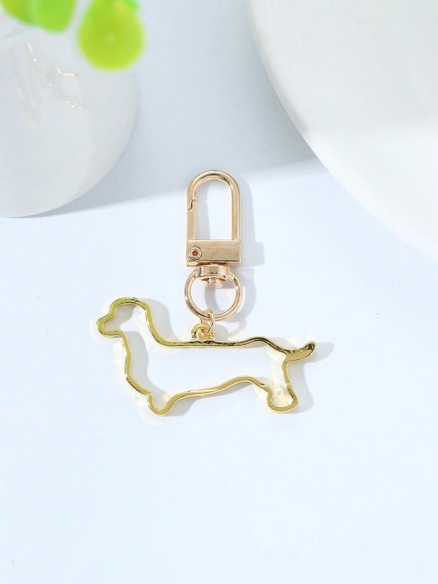 1 件金屬可愛臘腸狗鑰匙圈動物寵物吊墜臘腸犬汽車包鑰匙圈珠寶吊飾