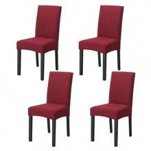 4/6 Stück Jacquard Stuhlhussen für Esszimmerstühle, Hotel, Hochzeit, Party - Bordeaux - Übersicht 3