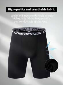 男士春夏款速乾運動短褲,吸濕排汗、彈性、健身運動短褲黑色短褲 - 黑色 - 查看 1