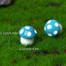 1入多色蘑菇、苔蘚小景觀盆裝飾,適用於多肉植物瓶diy樹脂工藝品飾品 - 藍色 - 查看 7