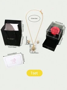 1set Fashionable & Luxurious Alloy & Rhinestone Inlaid Heart Pendant Necklace Valentine's Day Gift With Gift Box - Gold - View 6