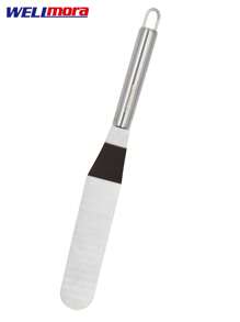 Espátula Crepera Grande (37 Cm) De Acero Inoxidable Que No Se Pela, Pala De Cocina Con Diseño Inclinado, Mango Ergonómico Y Agujero Para Colgar - Raspador Para Voltear, Servir, Enrollar O Decorar Crepas Sin Dificultad - Plateado - Ver 1