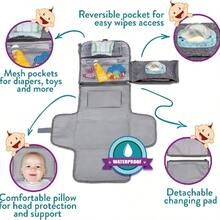 1入嬰兒換尿墊防水尿墊多功能尿布換墊,適用於新生兒及媽媽使用 - 藍色 - 查看 5