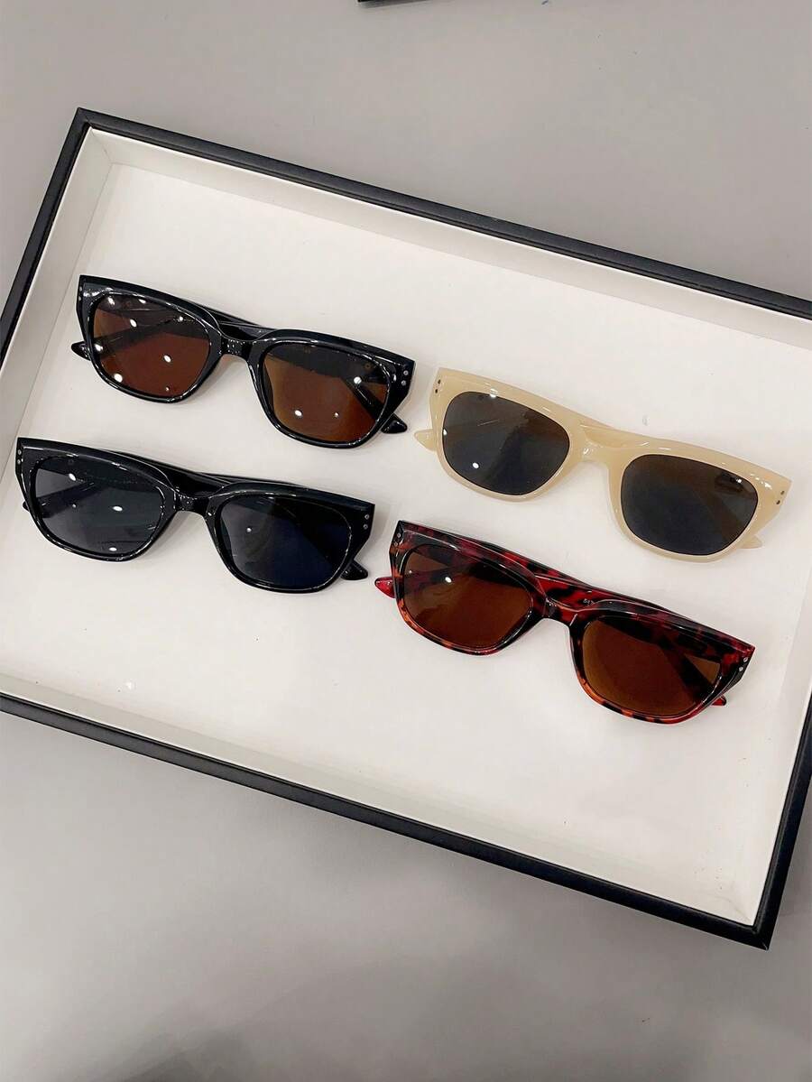 1pc Ladies' Square Fashion Glasses Suitable For Daily Wear, Travel And Parties - Multicolor - View 1