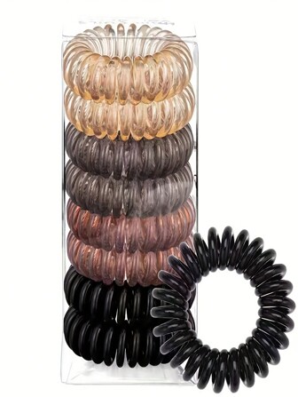 8 件装女士螺旋发圈 - 防水马尾发圈，时尚螺旋发圈和发卷，适合女孩，节日礼物，适合浓密和稀疏头发的螺旋发圈，发饰，女士发饰，秋季，旅行，美发工具，女士配饰，美发用品，秋季，女士发饰，美发工具，美发用品，用品，美容配饰，礼物，旅行，女士礼物，美发用品，圣诞礼物