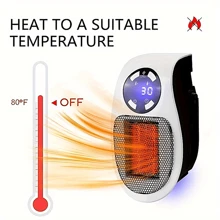1pc Mini Heater With Remote Control, Household Portable Wall-Mounted Energy-Saving Office Electric Heater, Quick Heating - White - View 5