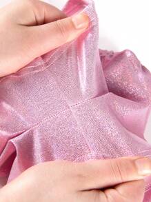 Young Girl Metallic Gymnastics Shorts - Pink - View 3