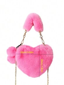 Furry Purse For Girls Heart Shaped Fluffy Handbag For Women Soft Small Shoulder Bag Clutch Purse With Metal Chain Strap . The Best Valentine's Gifts For Girlfriend Lady & Woman. Perfect For Shopping, Daily Use, New Autumn And Winter Women Bag, Best Fall Purse Valentines, Fashionable Heart Purse, Perfectly Match With Valentine's Day Dress, New Arrival Fur Bag For Women