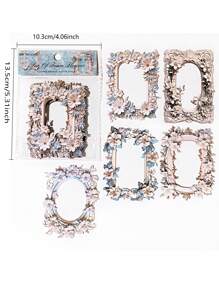 10 Piezas Material Para Marcos De Fotos Grabados Con Flores Ahuecadas, Papel De Manualidades De Decoración Vintage Diy - Multicolor - Ver 2