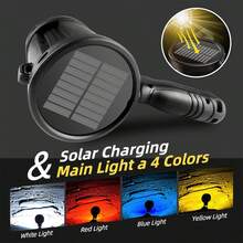 Gearbrite 1支超亮可充電led手持聚光燈,帶cob燈和太陽能板- 100000流明手電筒,釣魚,露營等戶外活動照明使用 - 黑色 - 查看 3