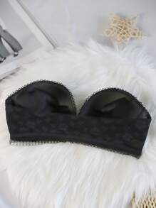 Ab Cup Push Up Sexy Lace Bra With Front Closure For Small Bust, Thin Padded Underwire Bra With Invisible Straps And Lift Function, Avoid Sagging Bra (Convertible) - Black - View 5