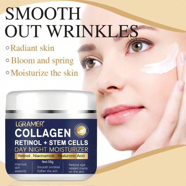 Collagen & Stem Cell Cream Rich In Retinol, Niacinamide, Hyaluronic Acid - Moisturizing & Hydrating Skin, Strenghtening Skin Barrier, Suitable For Both Men And Women, 30g Per Piece